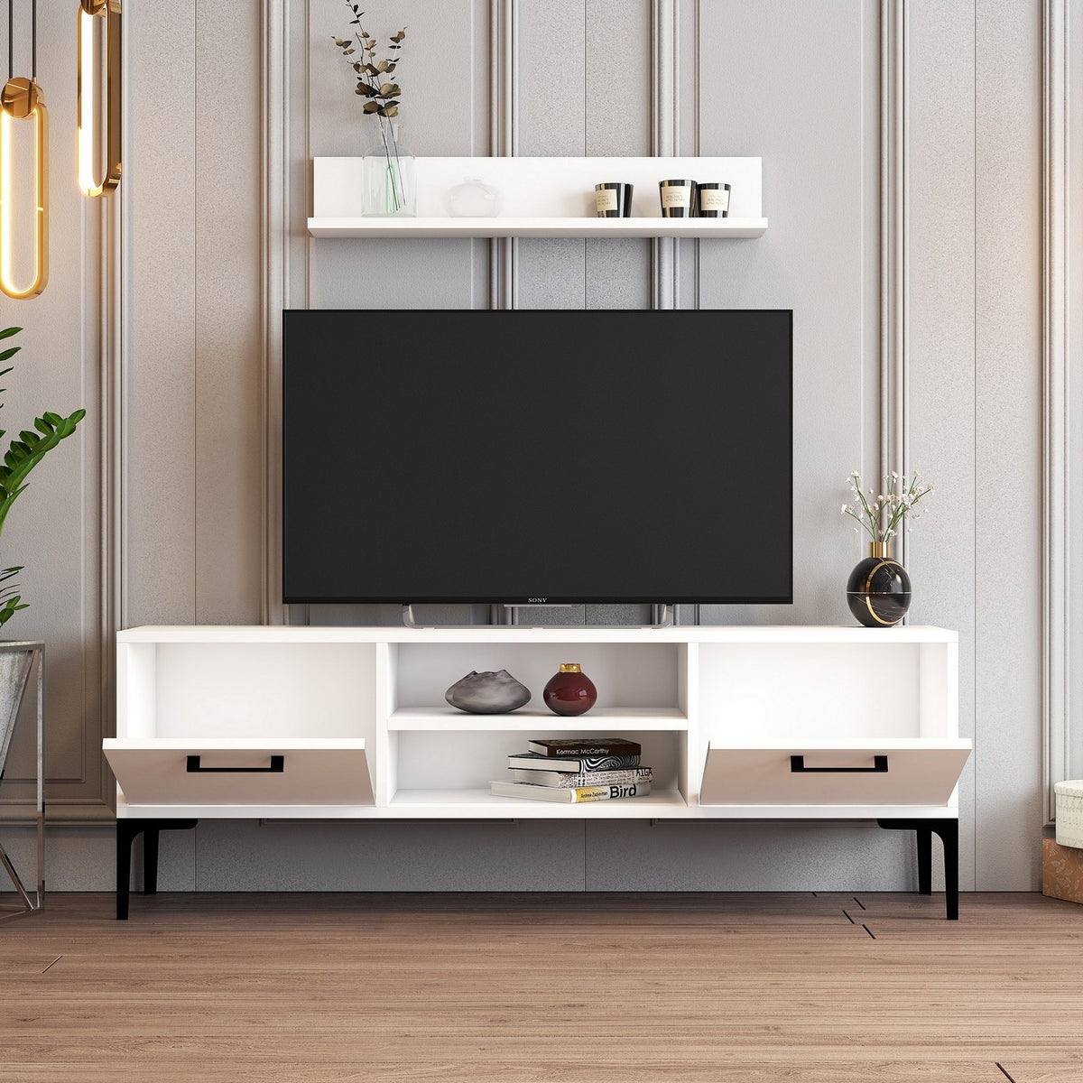 Σύνθεση Τηλεόρασης Nagos Λευκό 140x30x48 εκ. Μελαμίνης