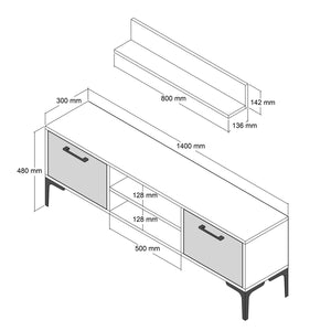 Σύνθεση Τηλεόρασης Nagos Λευκό 140x30x48 εκ. Μελαμίνης