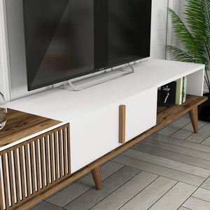 Σύνθεση Τηλεόρασης Plastira Καρυδί - Λευκό 180x35x40 εκ. Μελαμίνης