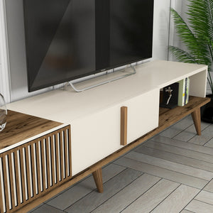 Σύνθεση Τηλεόρασης Plastira Καρυδί - Κρεμ 180x35x40 εκ. Μελαμίνης