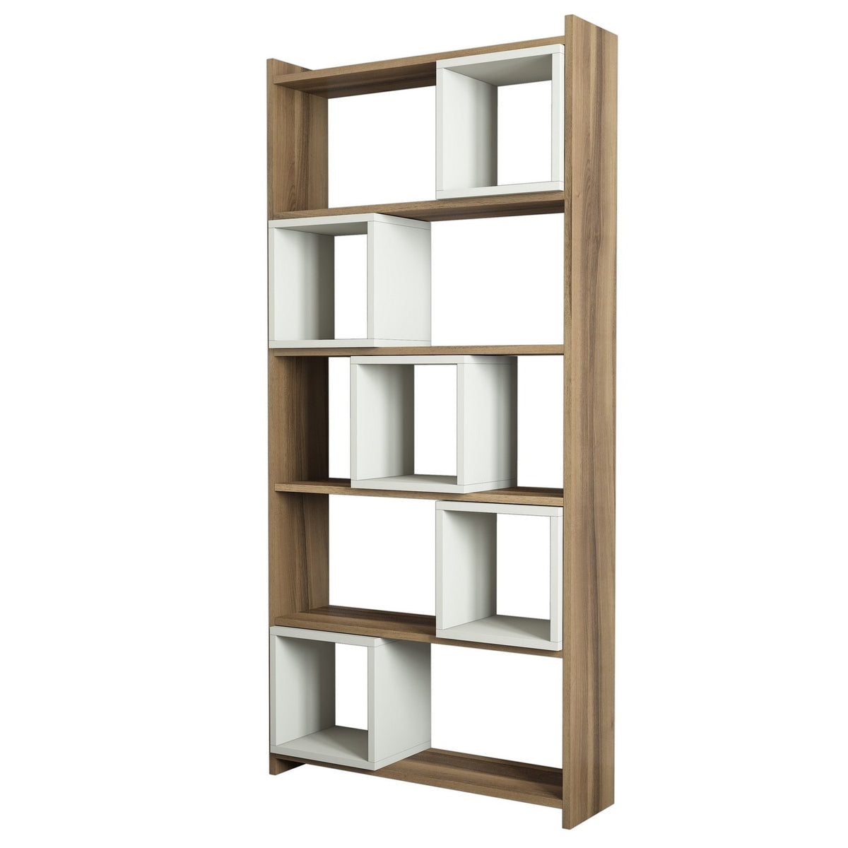 Βιβλιοθήκη Safiros Καρυδί - Κρεμ 80x22x170 εκ. Μελαμίνης - Pakobazaar