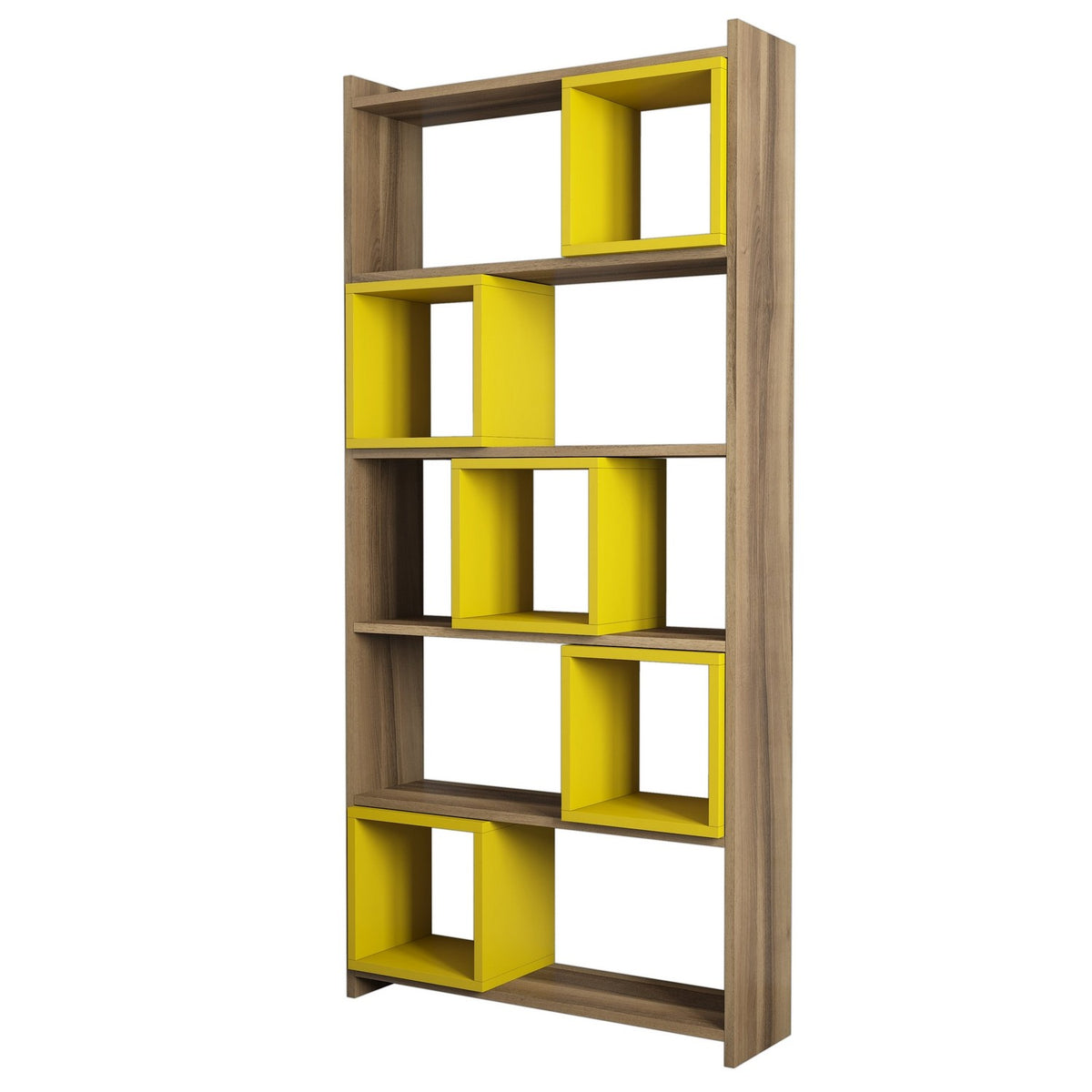 Βιβλιοθήκη Safiros Καρυδί - Κίτρινο 80x22x170 εκ. Μελαμίνης