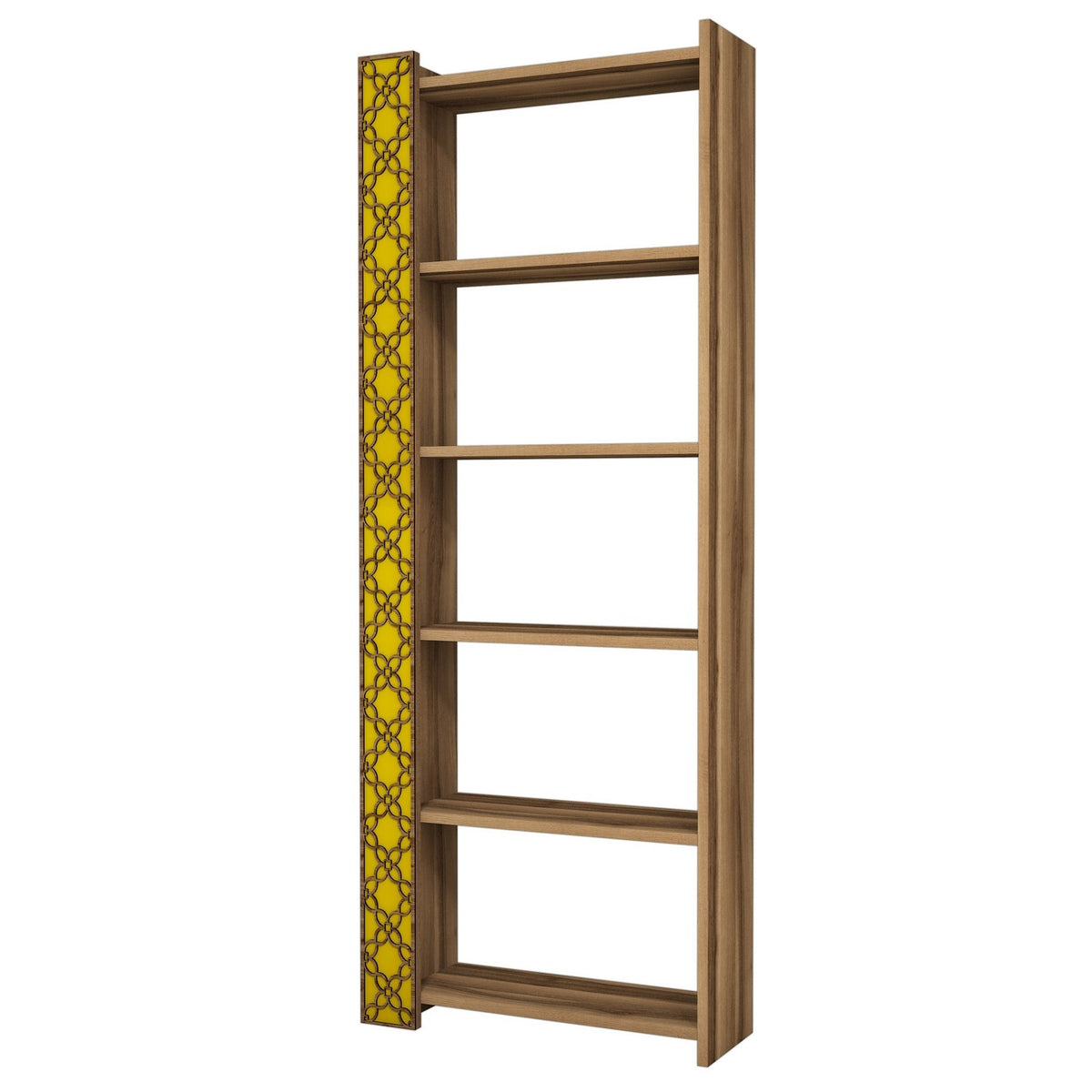Βιβλιοθήκη Lithakia Καρυδί - Κίτρινο 64.6x24.2x170 εκ. Μελαμίνης