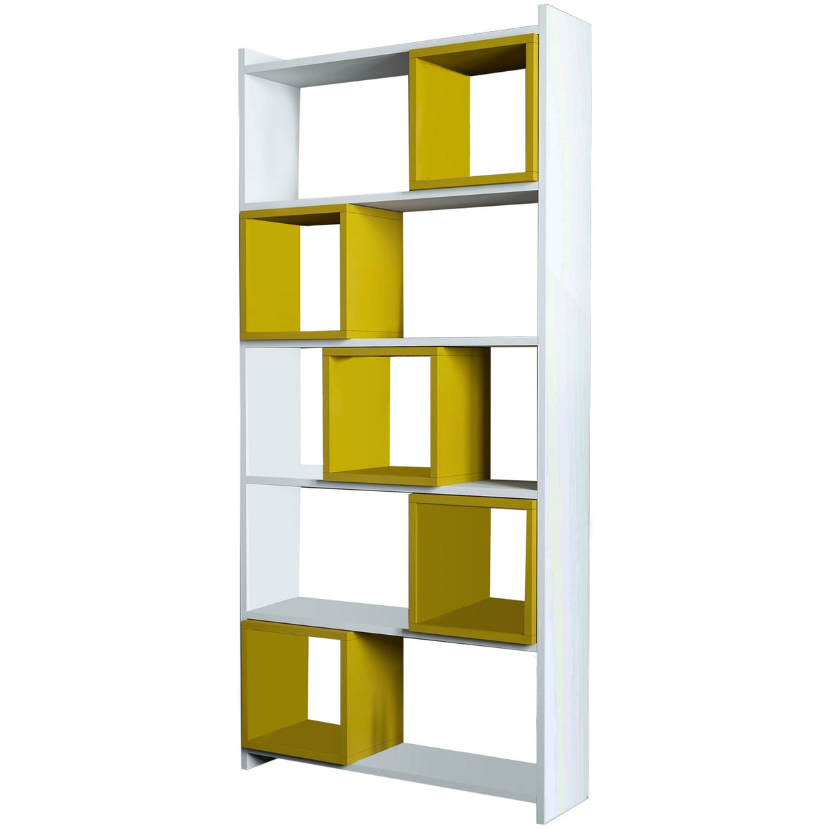 Βιβλιοθήκη Safiros Λευκό - Κίτρινο 80x22x170 εκ. Μελαμίνης - Pakobazaar