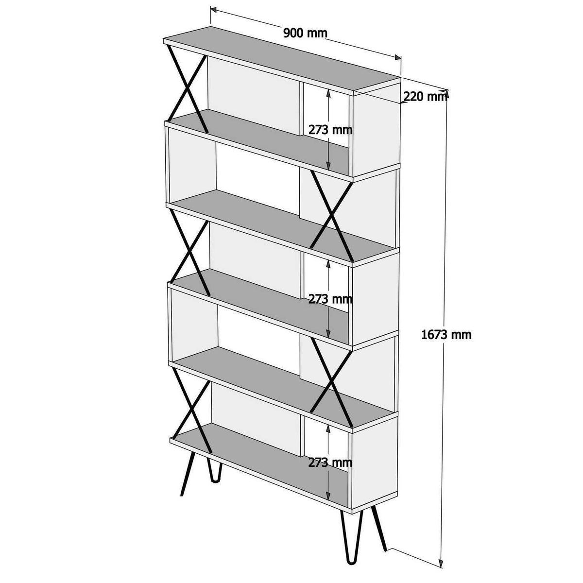 Βιβλιοθήκη Rachoni Καρυδί 90x22x167.3 εκ. Μελαμίνης - Pakobazaar
