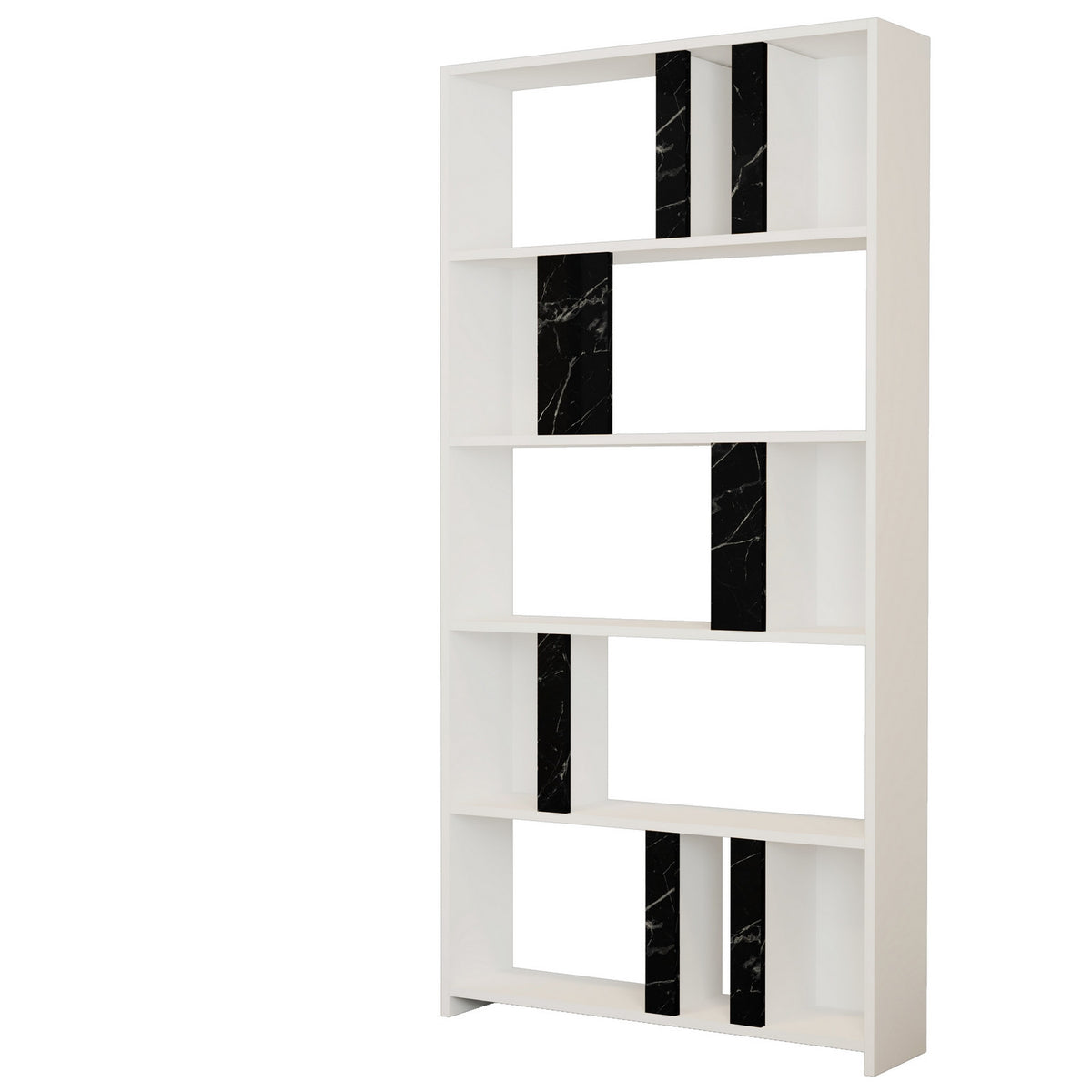 Βιβλιοθήκη Agapi Λευκό - Μαύρο Μάρμαρο 90x20x180 εκ. Μελαμίνης