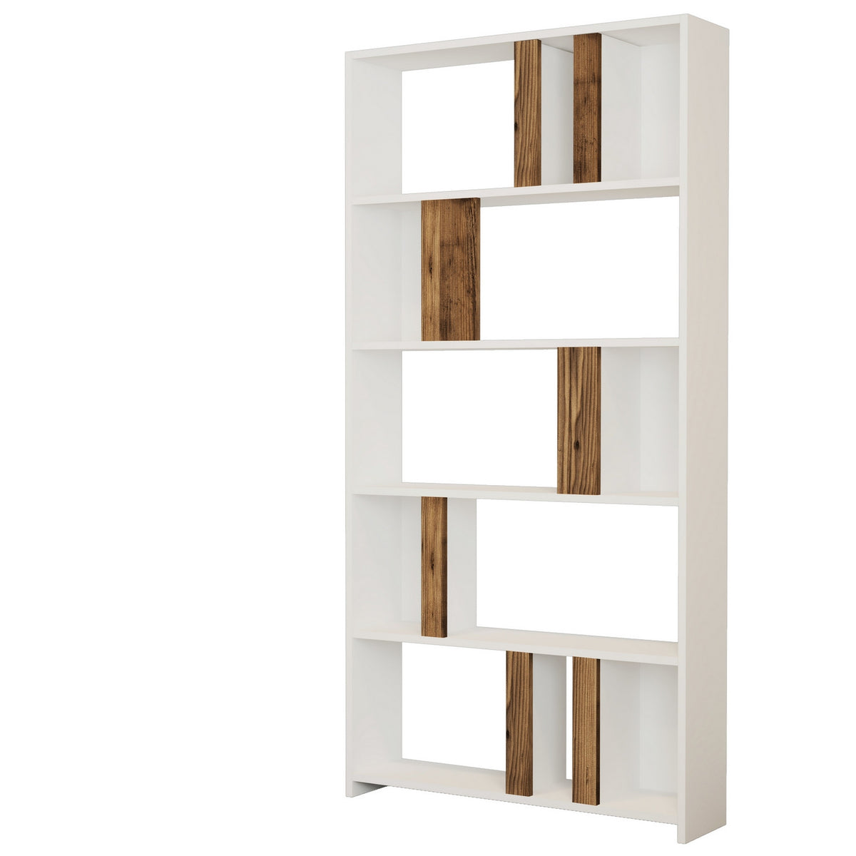 Βιβλιοθήκη Agapi Λευκό - Καρυδί 90x20x180 εκ. Μελαμίνης