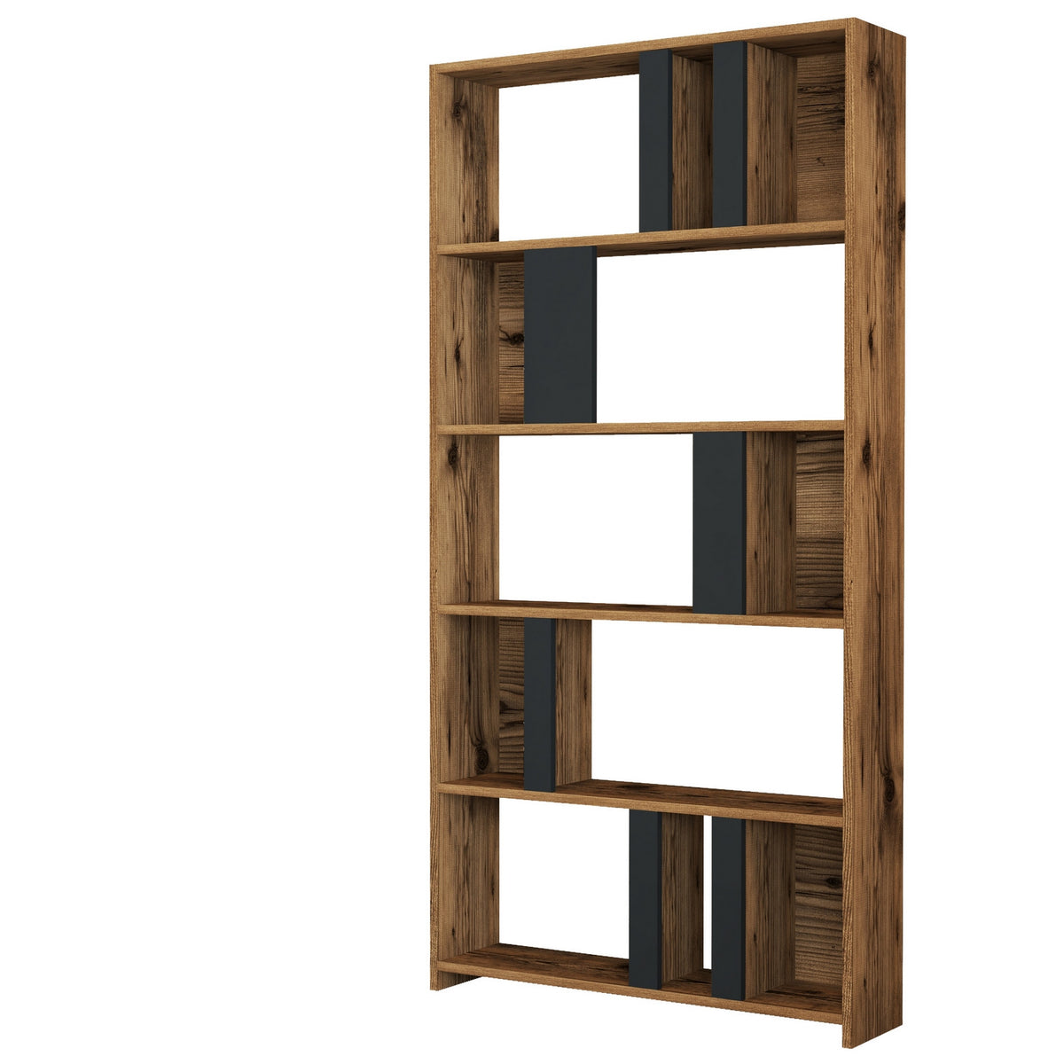 Βιβλιοθήκη Agapi Καρυδί - Ανθρακί 90x20x180 εκ. Μελαμίνης