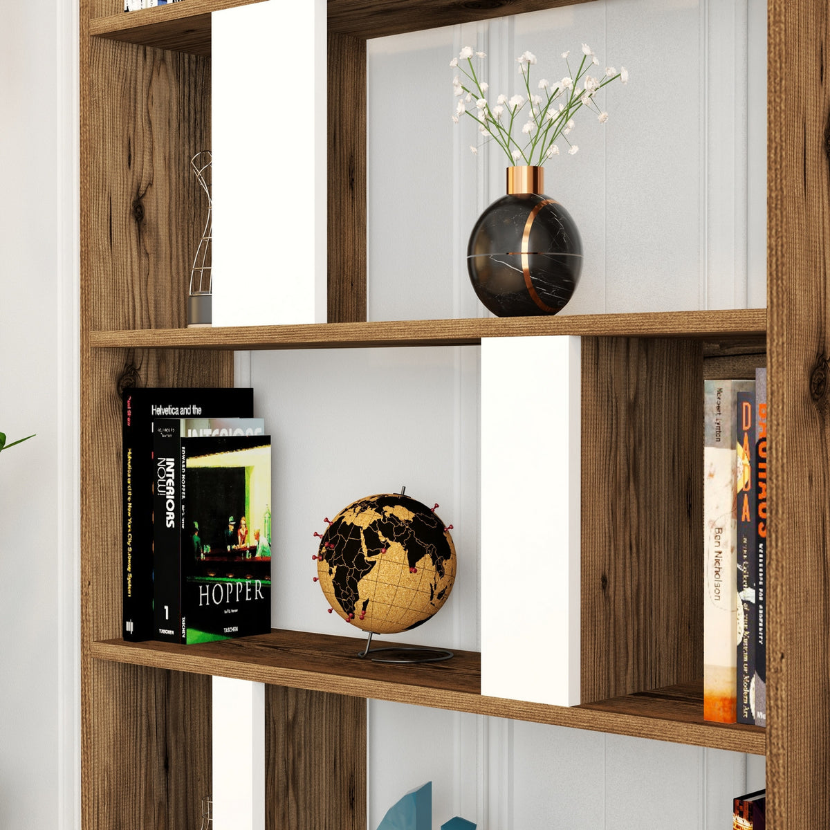 Βιβλιοθήκη Agapi Καρυδί - Λευκό 90x20x180 εκ. Μελαμίνης