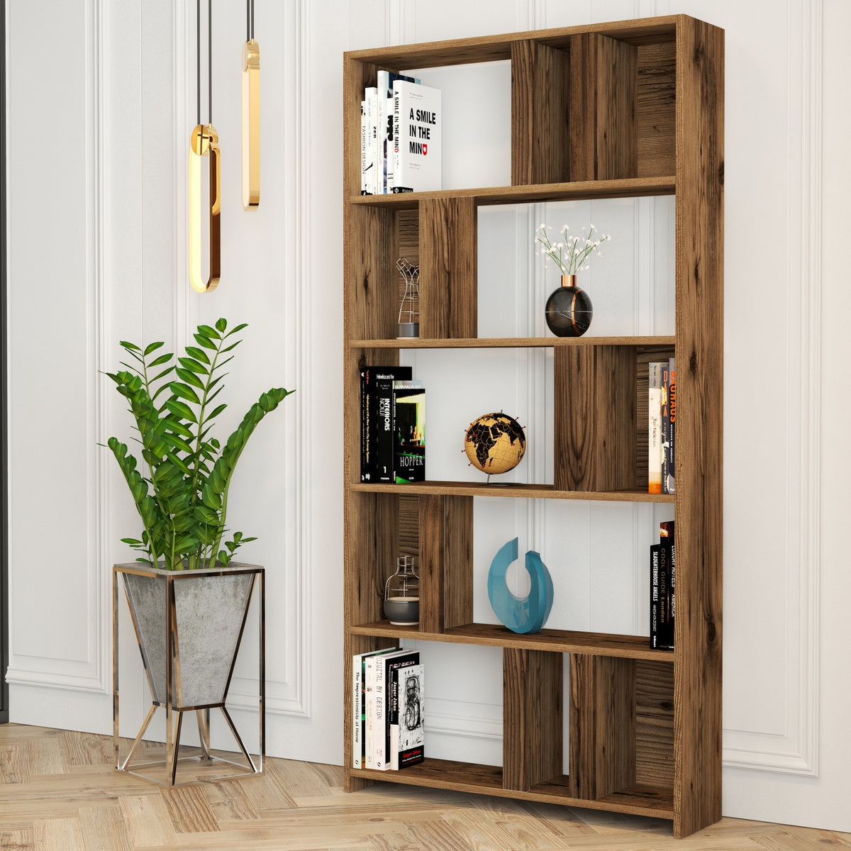 Βιβλιοθήκη Agapi Καρυδί 90x20x180 εκ. Μελαμίνης - Pakobazaar