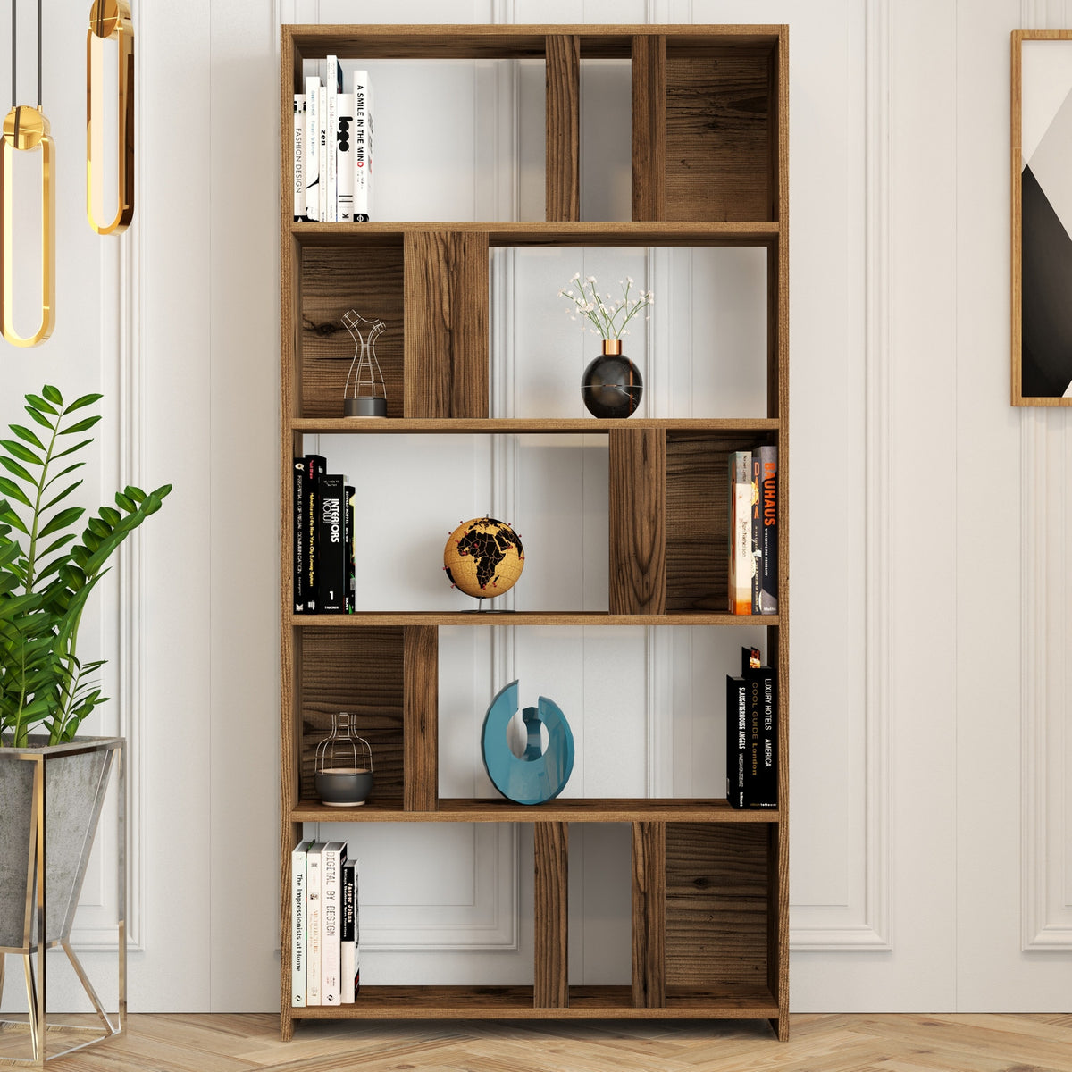 Βιβλιοθήκη Agapi Καρυδί 90x20x180 εκ. Μελαμίνης - Pakobazaar