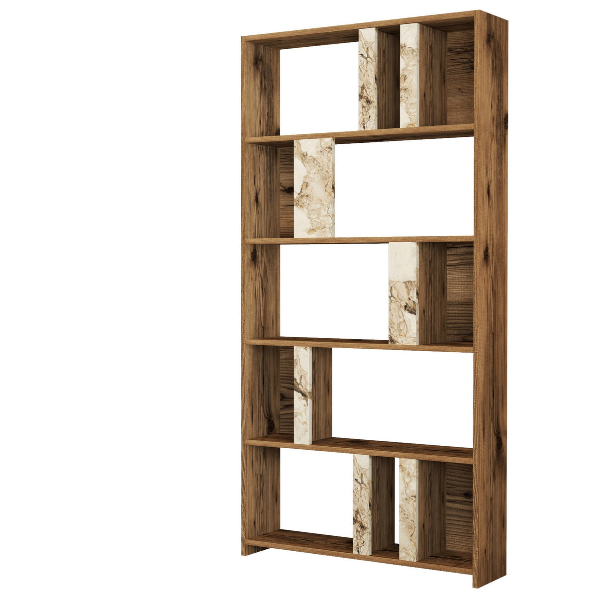 Βιβλιοθήκη Agapi Καρυδί - Λευκό Μάρμαρο 90x20x180 εκ. Μελαμίνης