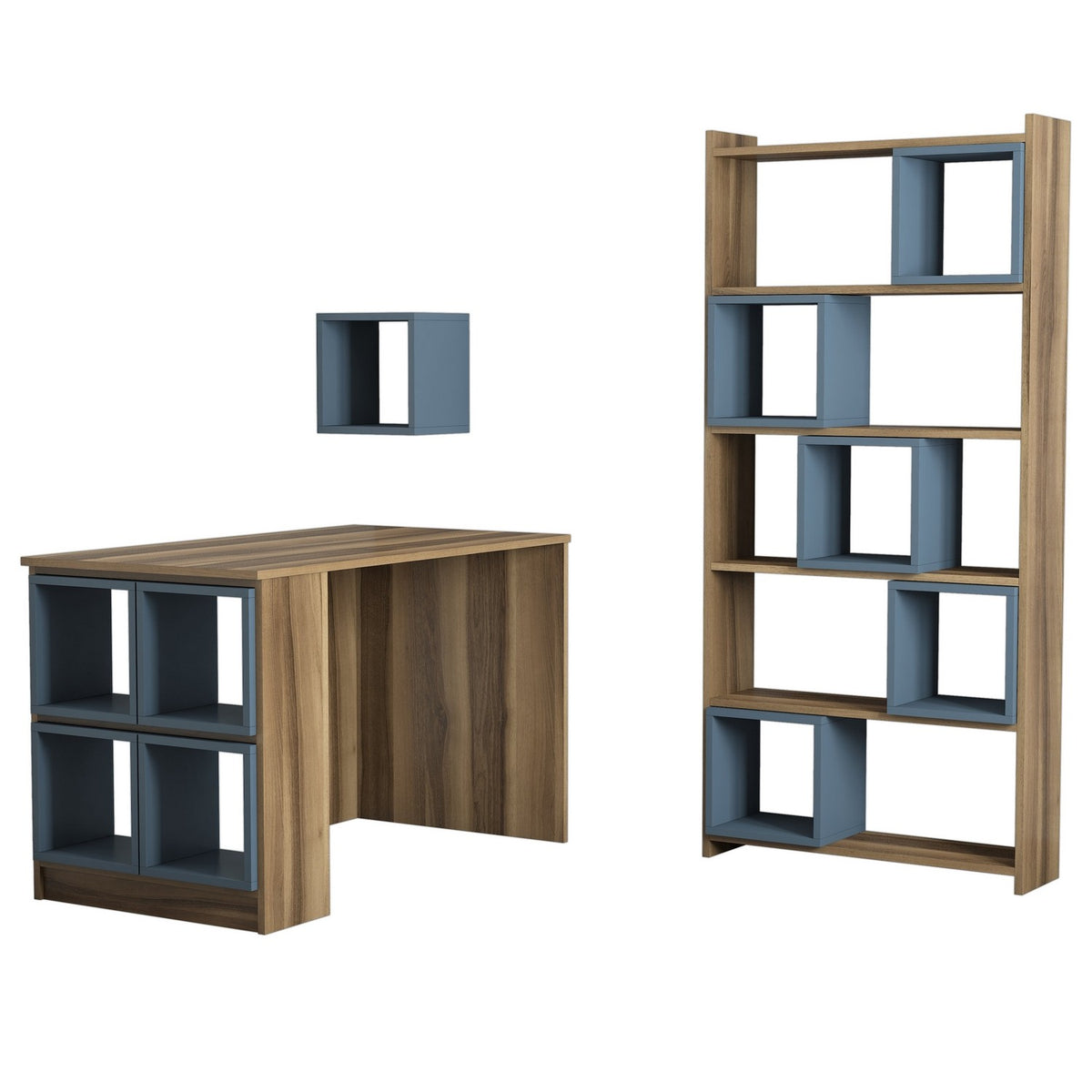 Γραφείο με Βιβλιοθήκη Safiros Καρυδί - Chalcedony 120x65x75 εκ. Μελαμίνης