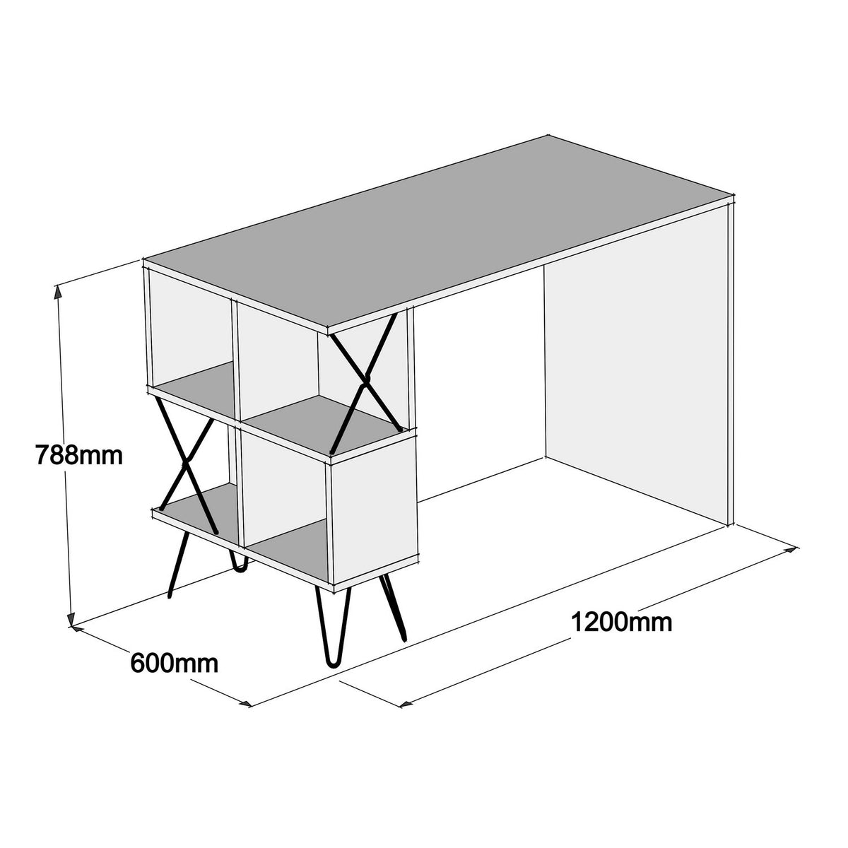 Γραφείο Rachoni Με Ράφια Καρυδί - Μαύρο 120x60x78.8 εκ. Μελαμίνης