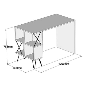 Γραφείο Rachoni Με Ράφια Καρυδί - Μαύρο 120x60x78.8 εκ. Μελαμίνης