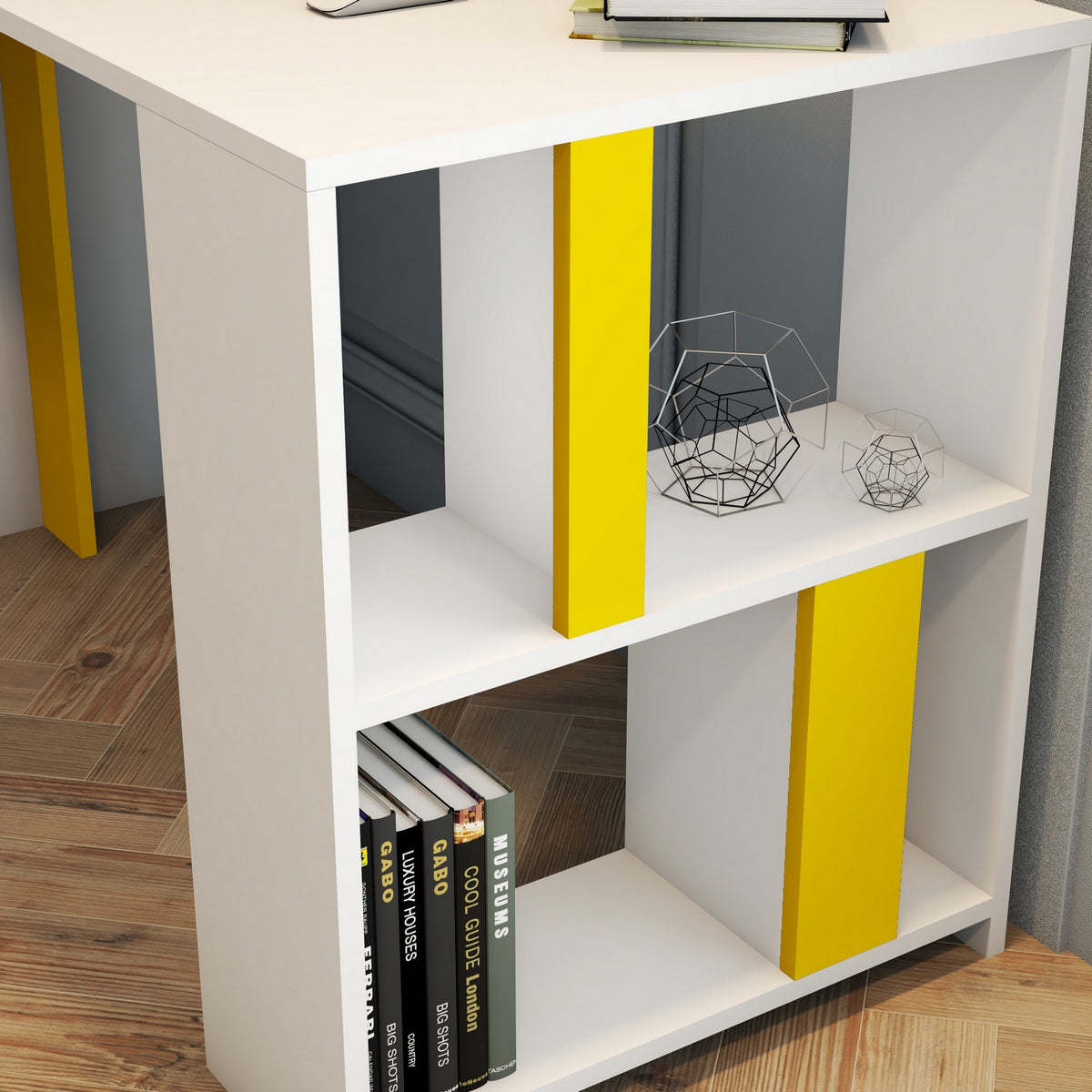 Γραφείο Agapi Λευκό - Κίτρινο 120x60x75.4 εκ. Μελαμίνης