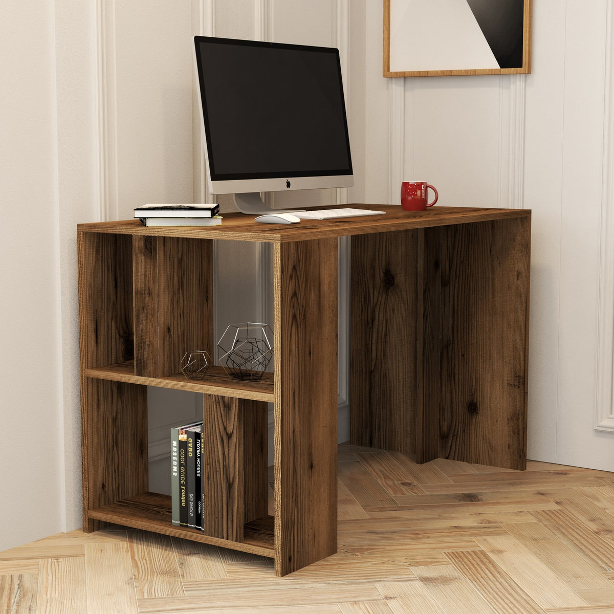 Γραφείο Agapi Με Ράφια Καρυδί 120x60x75.4 εκ. Μελαμίνης