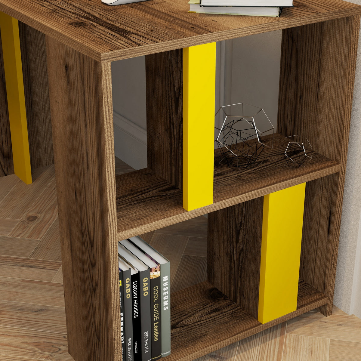 Γραφείο Agapi Καρυδί - Κίτρινο 120x60x75.4 εκ. Μελαμίνης