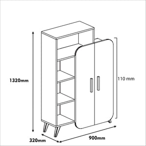 Βιβλιοθήκη Pollonia Καρυδί - Κίτρινο 90x32x132 εκ. Μελαμίνης