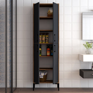 Στήλη Αποθήκευσης Nikiti Καρυδί - Ανθρακί 60x35x200 εκ. Μελαμίνης - Pakobazaar