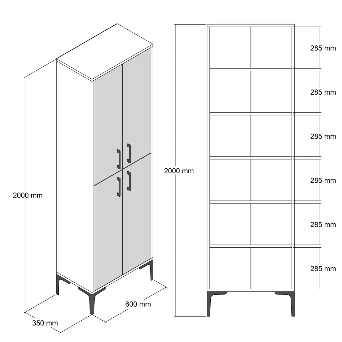 Στήλη Αποθήκευσης Nikiti Καρυδί - Ανθρακί 60x35x200 εκ. Μελαμίνης - Pakobazaar