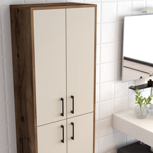 Στήλη Αποθήκευσης Nikiti Καρυδί - Κρεμ 60x35x200 εκ. Μελαμίνης