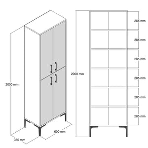 Παπουτσοθήκη Nikiti Με Ράφια Καρυδί - Λευκό 60x35x200 εκ. Μελαμίνης