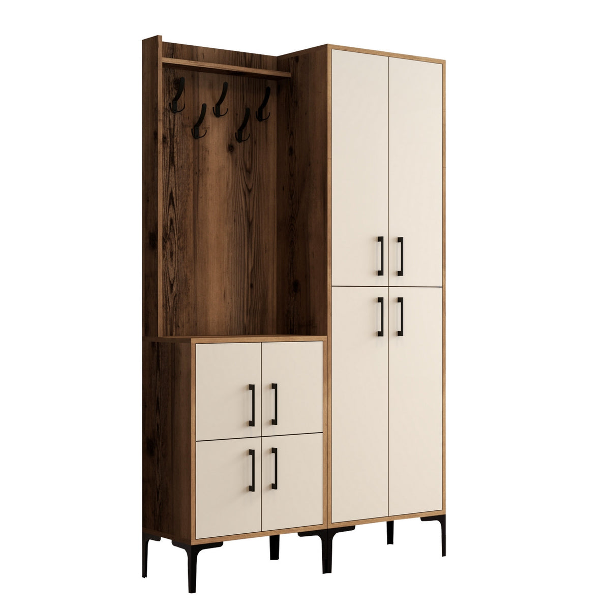 Έπιπλο Εισόδου Istiaia Καρυδί - Κρεμ 120x35x200 εκ. Μελαμίνης