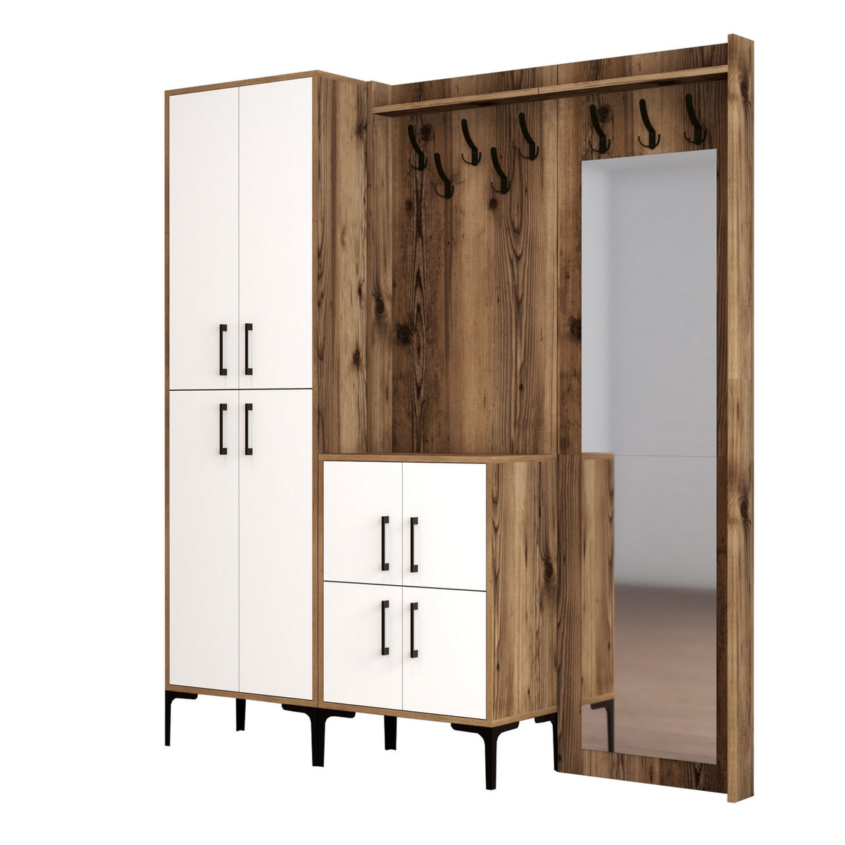 Έπιπλο Εισόδου Sesklo Καρυδί - Λευκό 180x35x200 εκ. Μελαμίνης