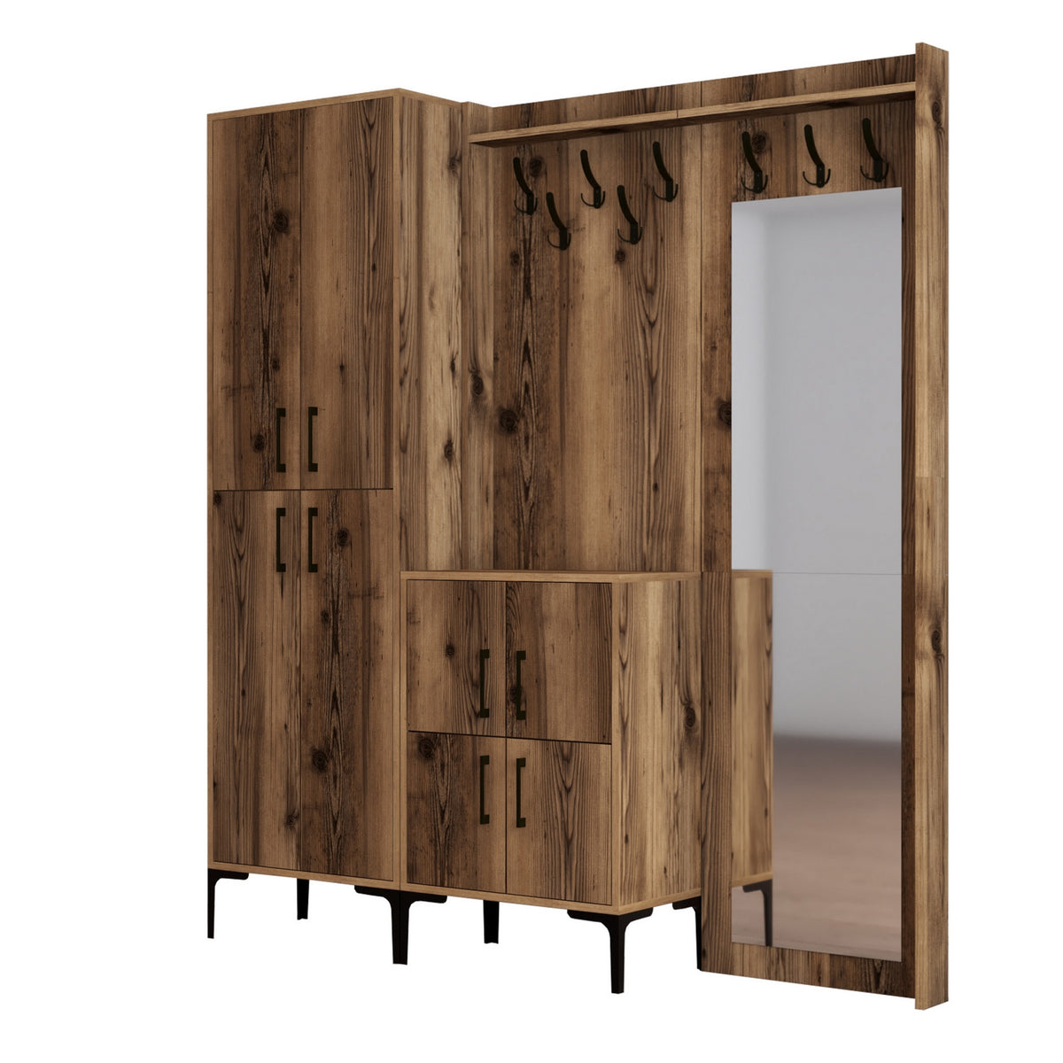 Έπιπλο Εισόδου Sesklo Καρυδί 180x35x200 εκ. Μελαμίνης