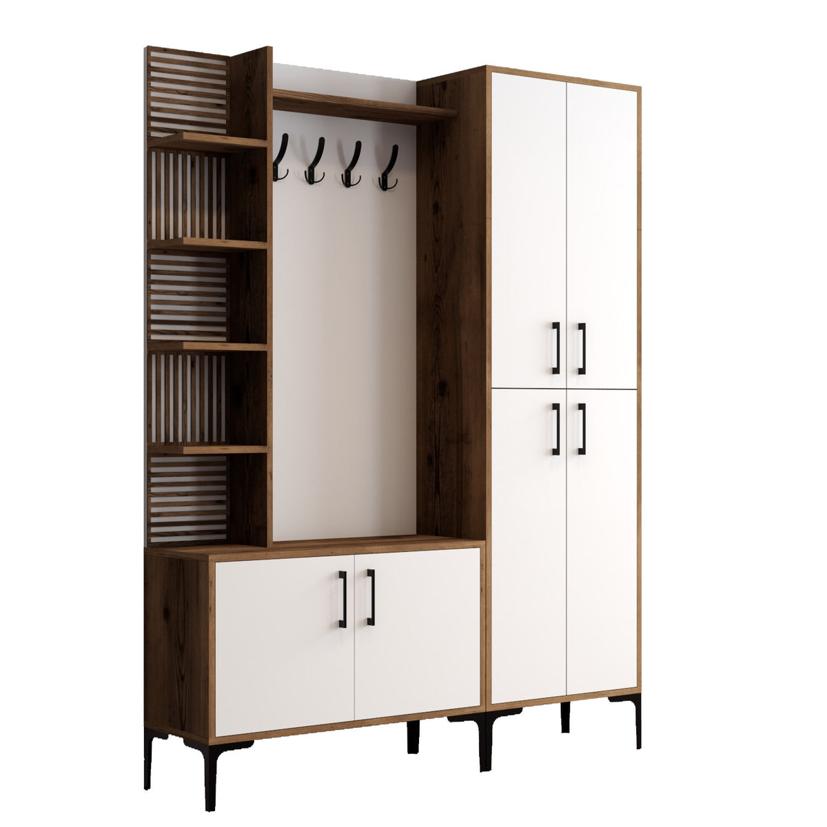 Έπιπλο Εισόδου Petra Καρυδί - Λευκό 150x35x200 εκ. Μελαμίνης