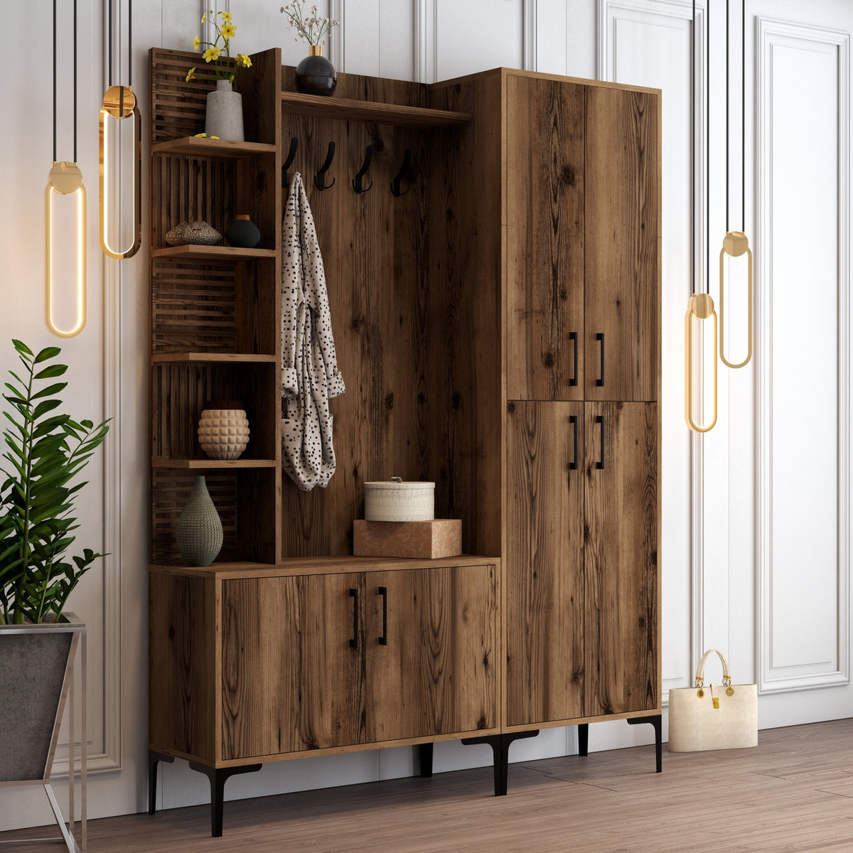 Έπιπλο Εισόδου Petra Καρυδί 150x35x200 εκ. Μελαμίνης