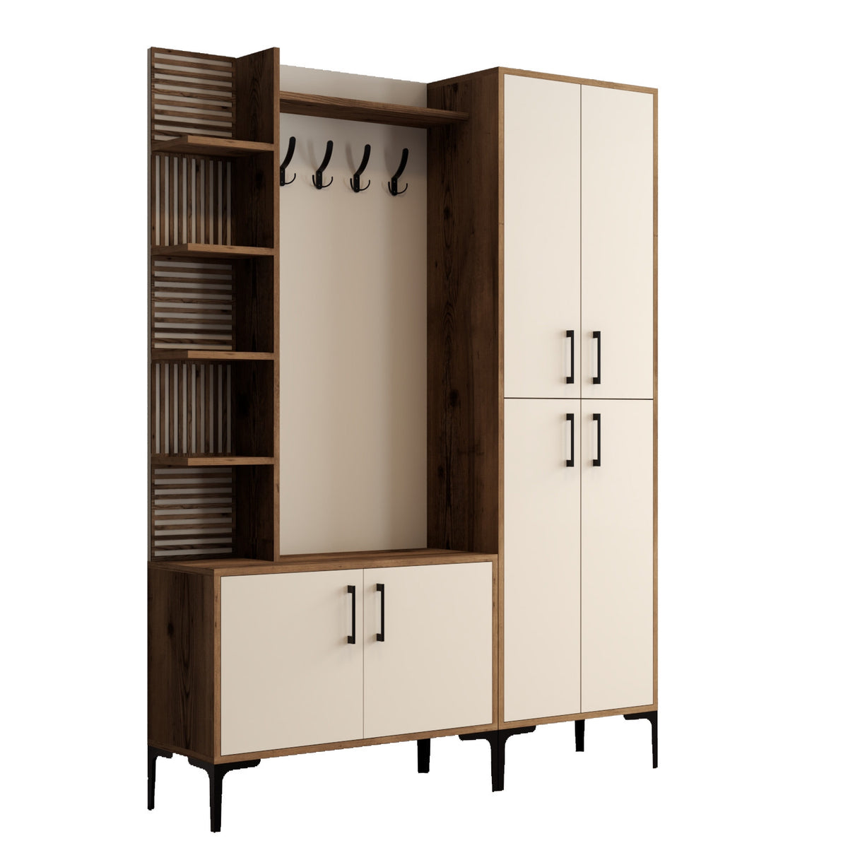 Έπιπλο Εισόδου Petra Καρυδί - Κρεμ 150x35x200 εκ. Μελαμίνης