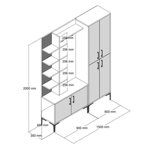 Έπιπλο Εισόδου Petra Καρυδί - Κρεμ 150x35x200 εκ. Μελαμίνης