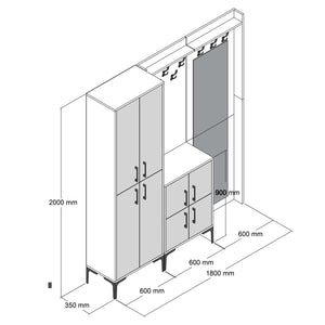 Έπιπλο Εισόδου Sesklo Λευκό 180x35x200 εκ. Μελαμίνης