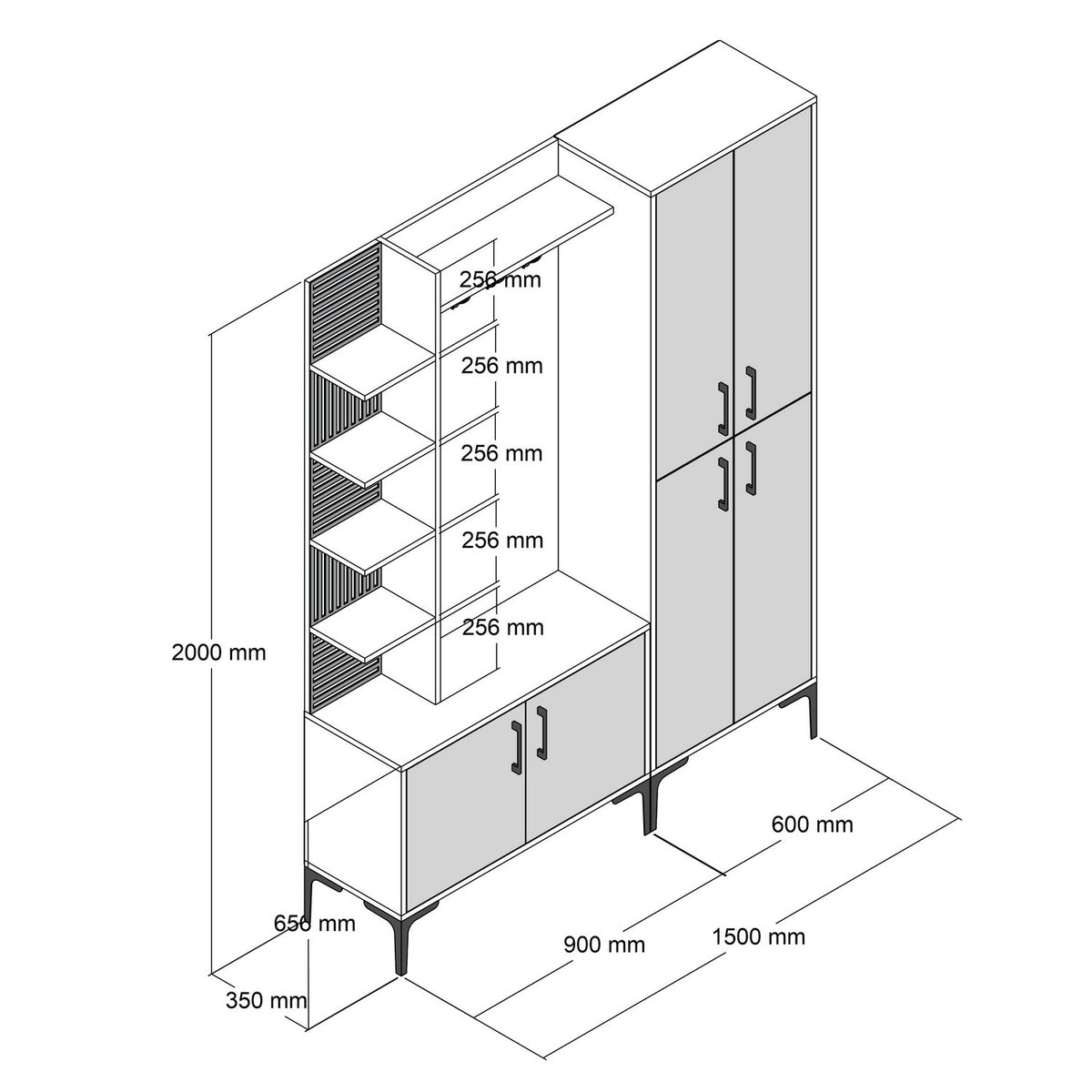 Έπιπλο Εισόδου Petra Λευκό 150x35x200 εκ. Μελαμίνης