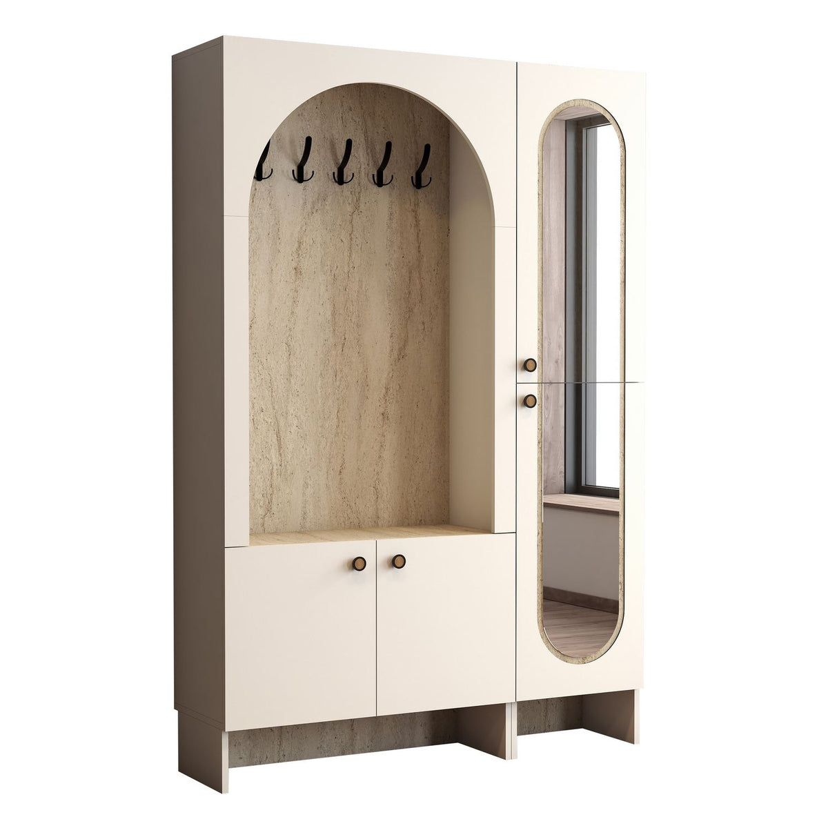 Έπιπλο Εισόδου Sikia Κρεμ - Travertine 135x37x200.6 εκ. Μελαμίνης