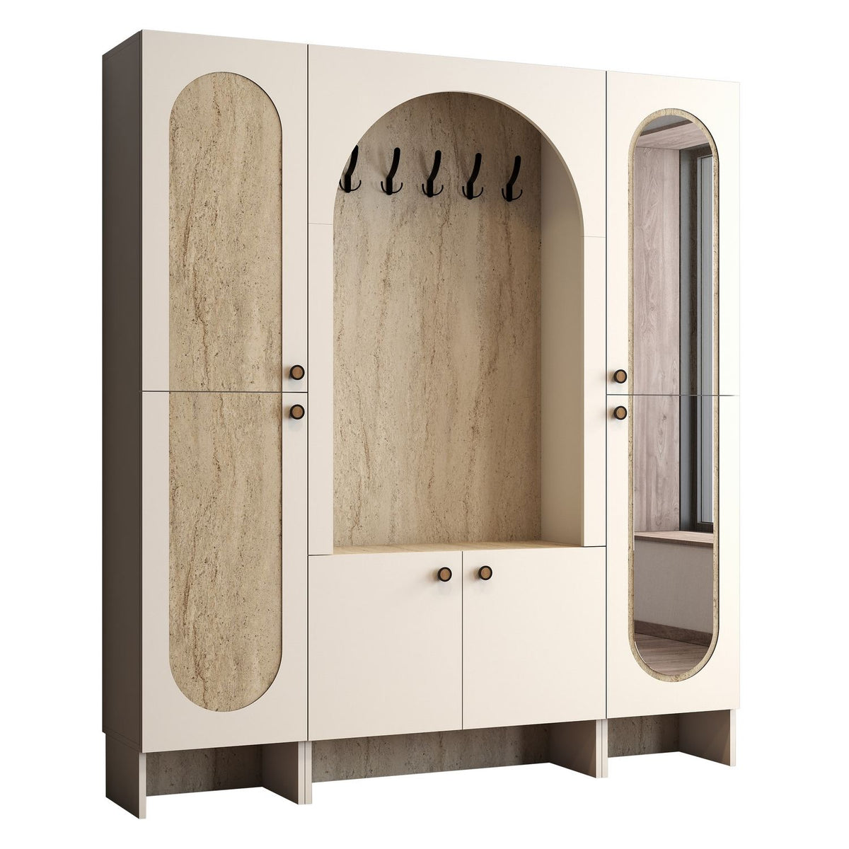 Έπιπλο Εισόδου Roviata Κρεμ - Travertine 180x37x200.6 εκ. Μελαμίνης