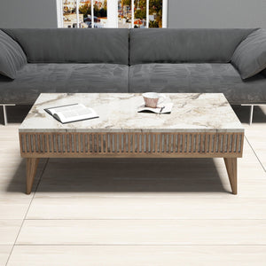 Σετ Σαλονιού Plastira Με Ράφια Καρυδί - Λευκό 180x35x40 εκ. Μελαμίνης