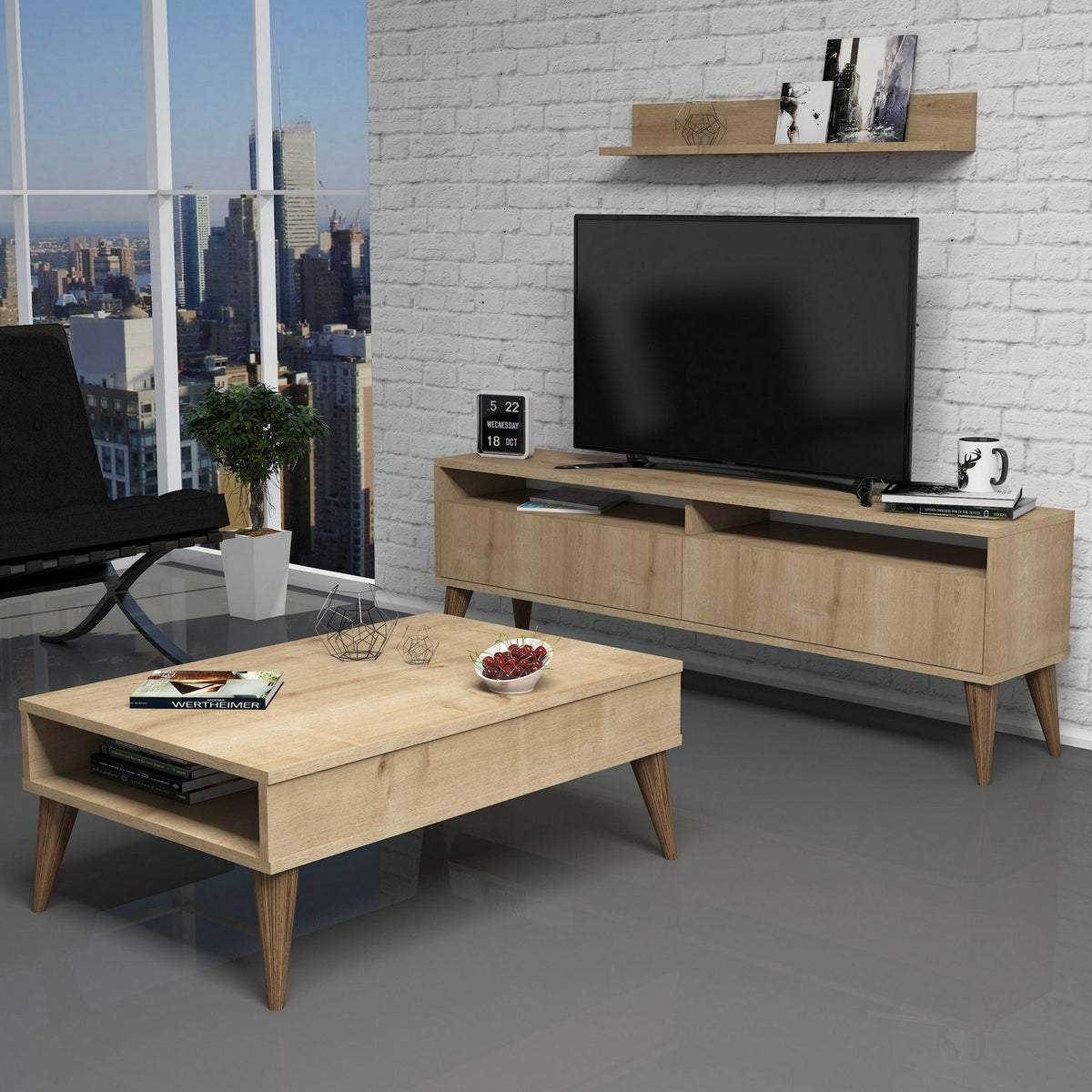 Σετ Σαλονιού Orino Δρυς 150x30x50 εκ. Μελαμίνης