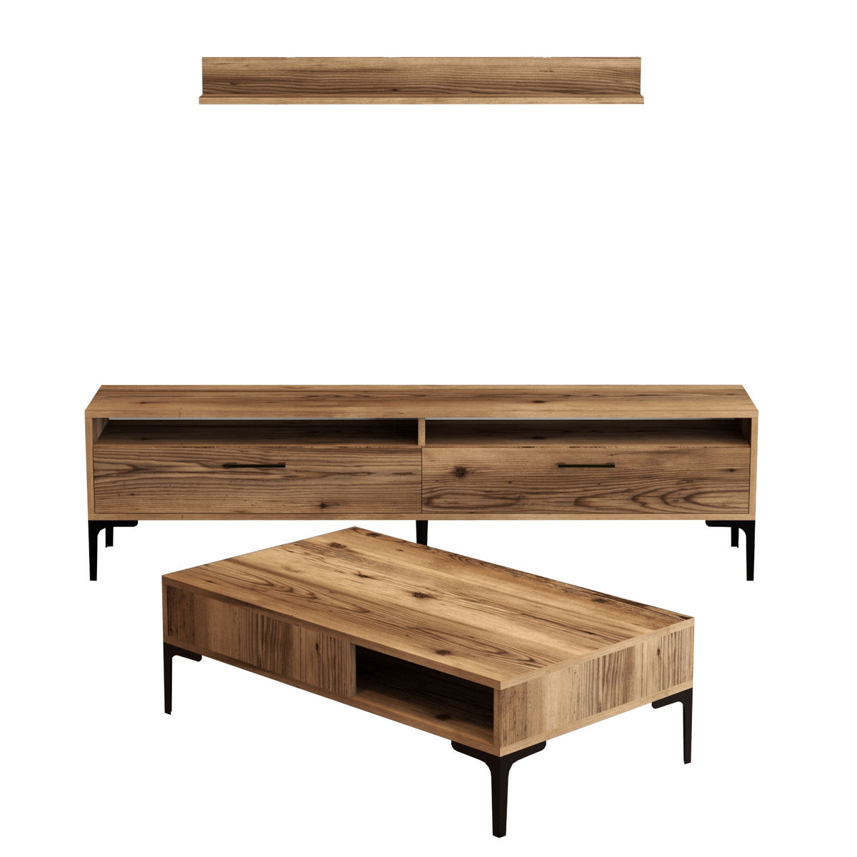 Σετ Σαλονιού Omalos Καρυδί 180x35x47 εκ. Μελαμίνης