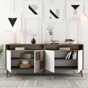 Κονσόλα Plastira Με Ράφια Καρυδί - Λευκό 180x35x78 εκ. Μελαμίνης