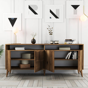 Κονσόλα Plastira Με Ράφια Καρυδί 180x35x78 εκ. Μελαμίνης