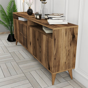 Κονσόλα Plastira Με Ράφια Καρυδί 180x35x78 εκ. Μελαμίνης