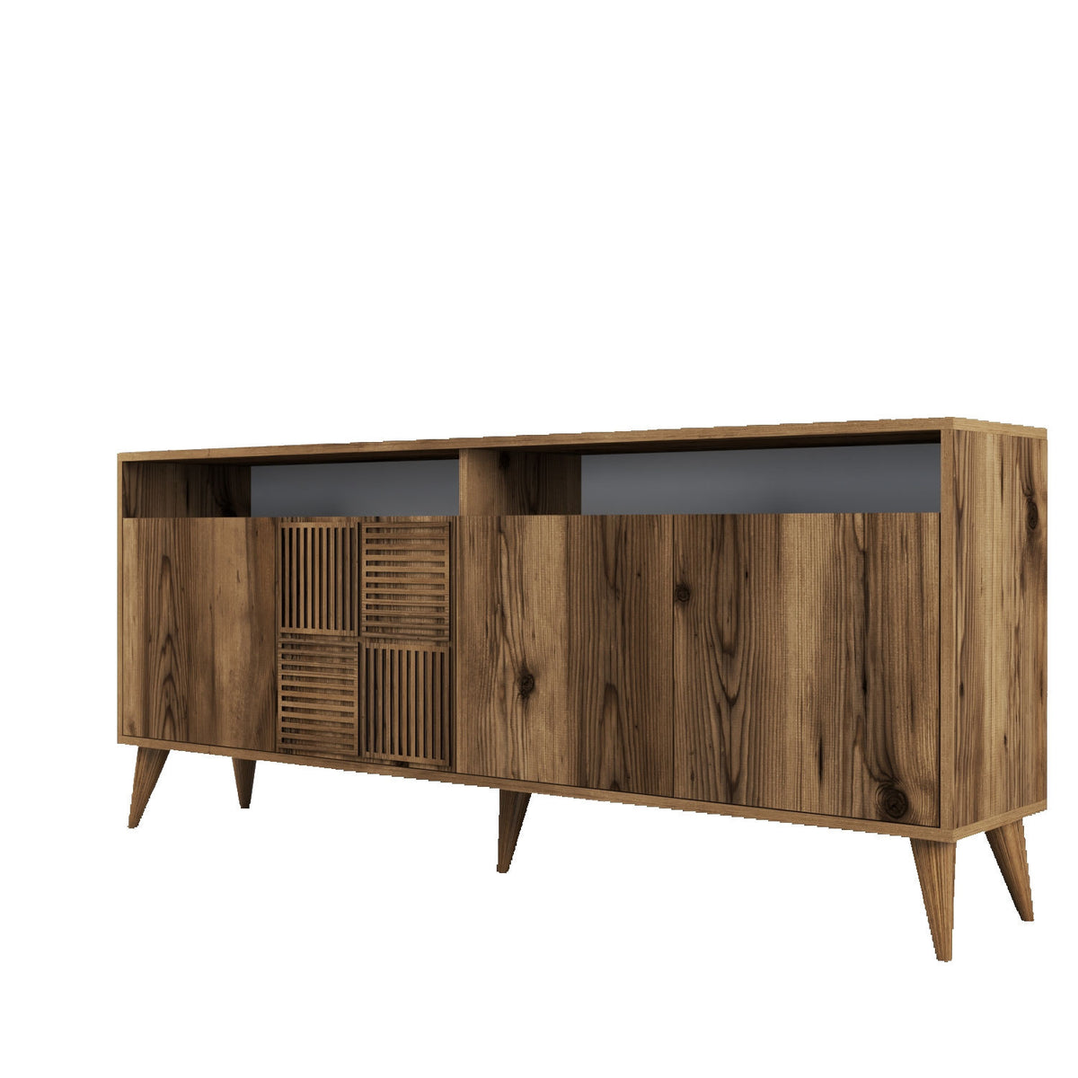 Κονσόλα Plastira Με Ράφια Καρυδί 180x35x78 εκ. Μελαμίνης
