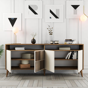 Κονσόλα Plastira Με Ράφια Καρυδί - Κρεμ 180x35x78 εκ. Μελαμίνης