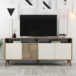 Κονσόλα Plastira Με Ράφια Καρυδί - Κρεμ 180x35x78 εκ. Μελαμίνης
