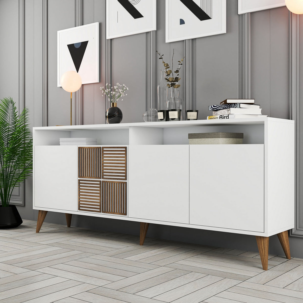 Κονσόλα Plastira Με Ράφια Λευκό 180x35x78 εκ. Μελαμίνης