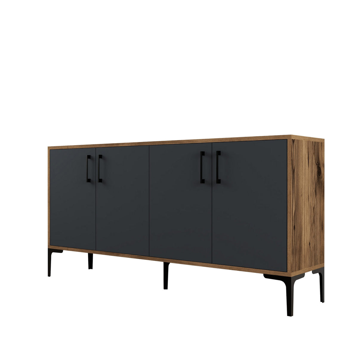 Κονσόλα Proussos Καρυδί - Ανθρακί 160x35x78 εκ. Μελαμίνης