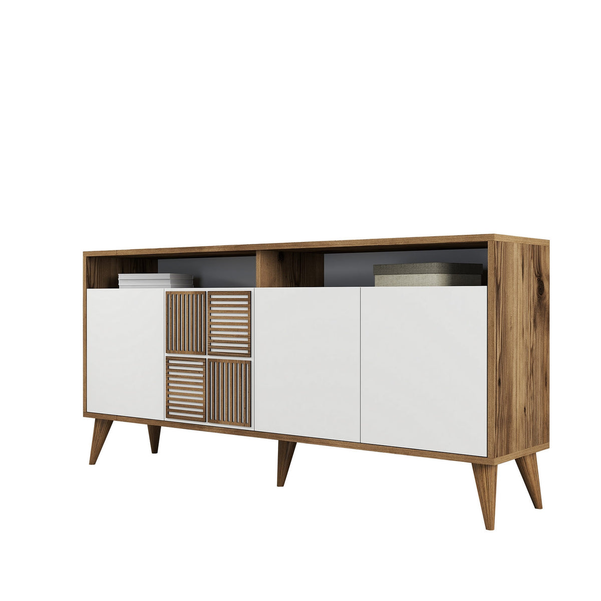 Κονσόλα Plastira Καρυδί - Λευκό 160x35x78 εκ. Μελαμίνης